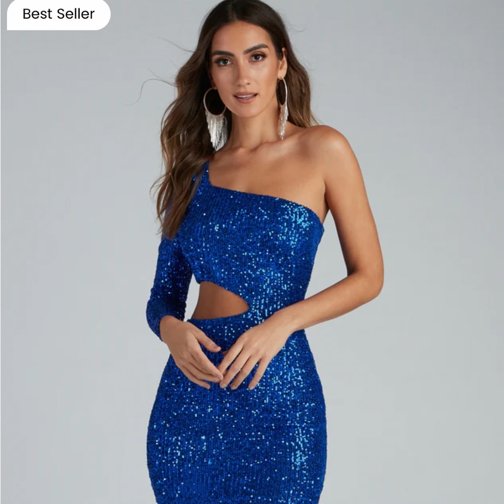 Windsor Sequin one-shoulder mini dress